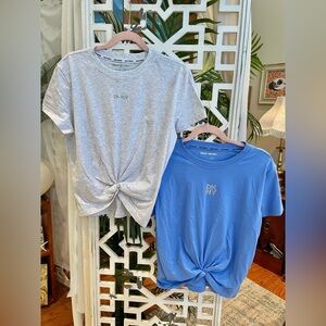 DKNY set of 2 Gray and Blue Short Sleeve Tees with embellishments 100% cotton